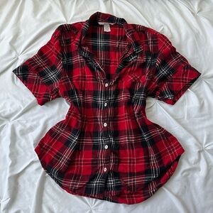 Victoria's Secret Red and Black Plaid Shirt